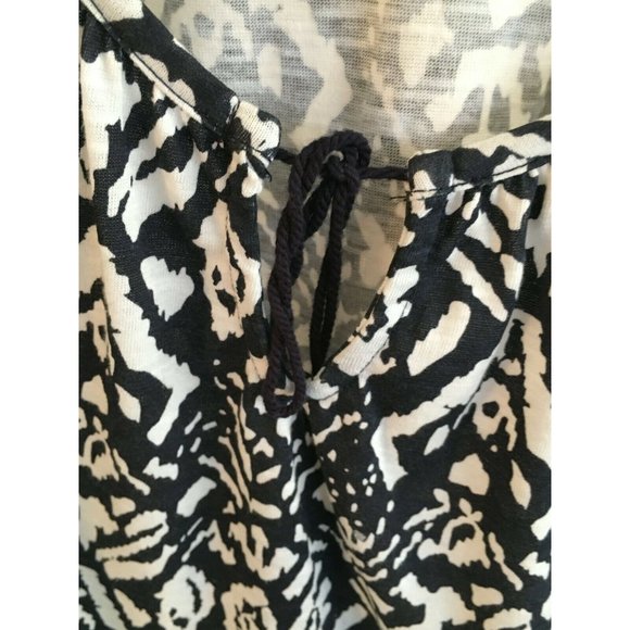 Basic Editions Shirt Navy Blue and White Cotton Spring Top Casual Womens Medium - Picture 3 of 9